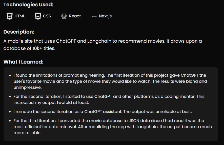 Portfolio Site screenshot 2